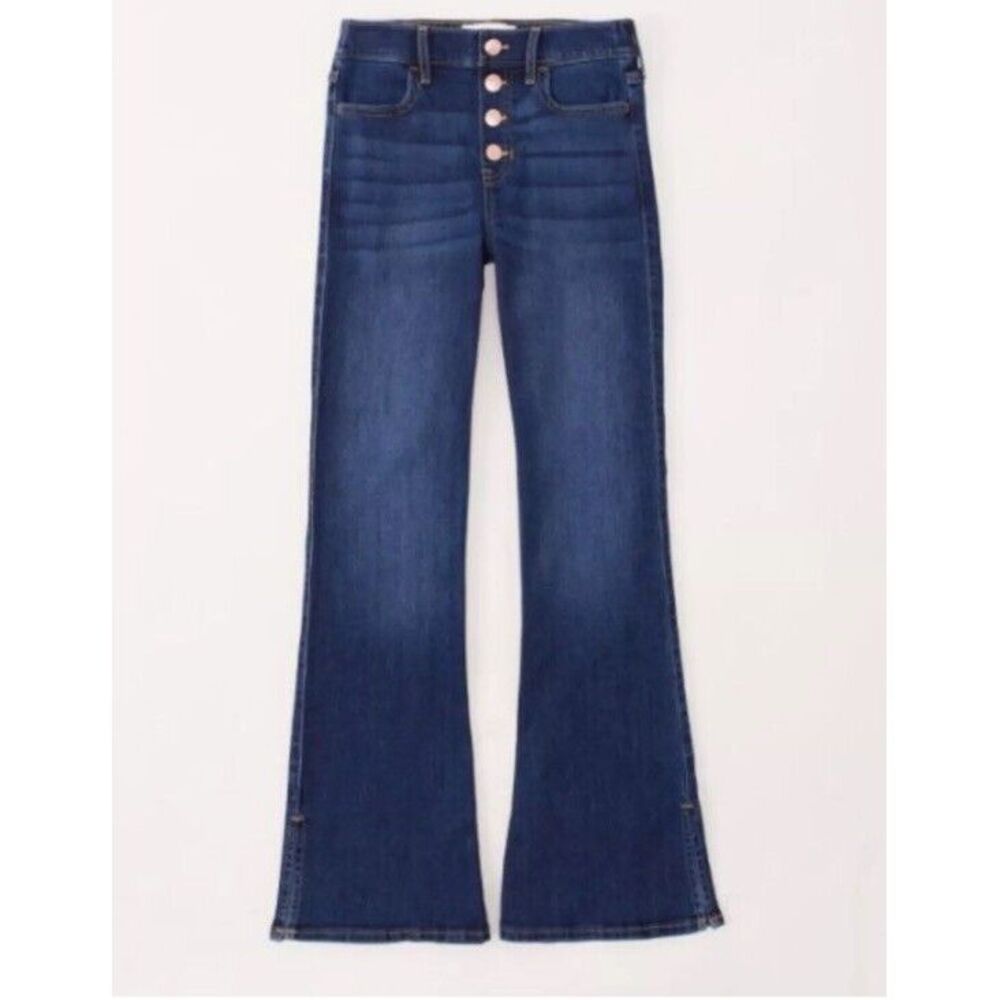 Abercrombie kids‎ Girl High rise Flare Jeans Dark Wash Sz 15/16 Regular Pull On